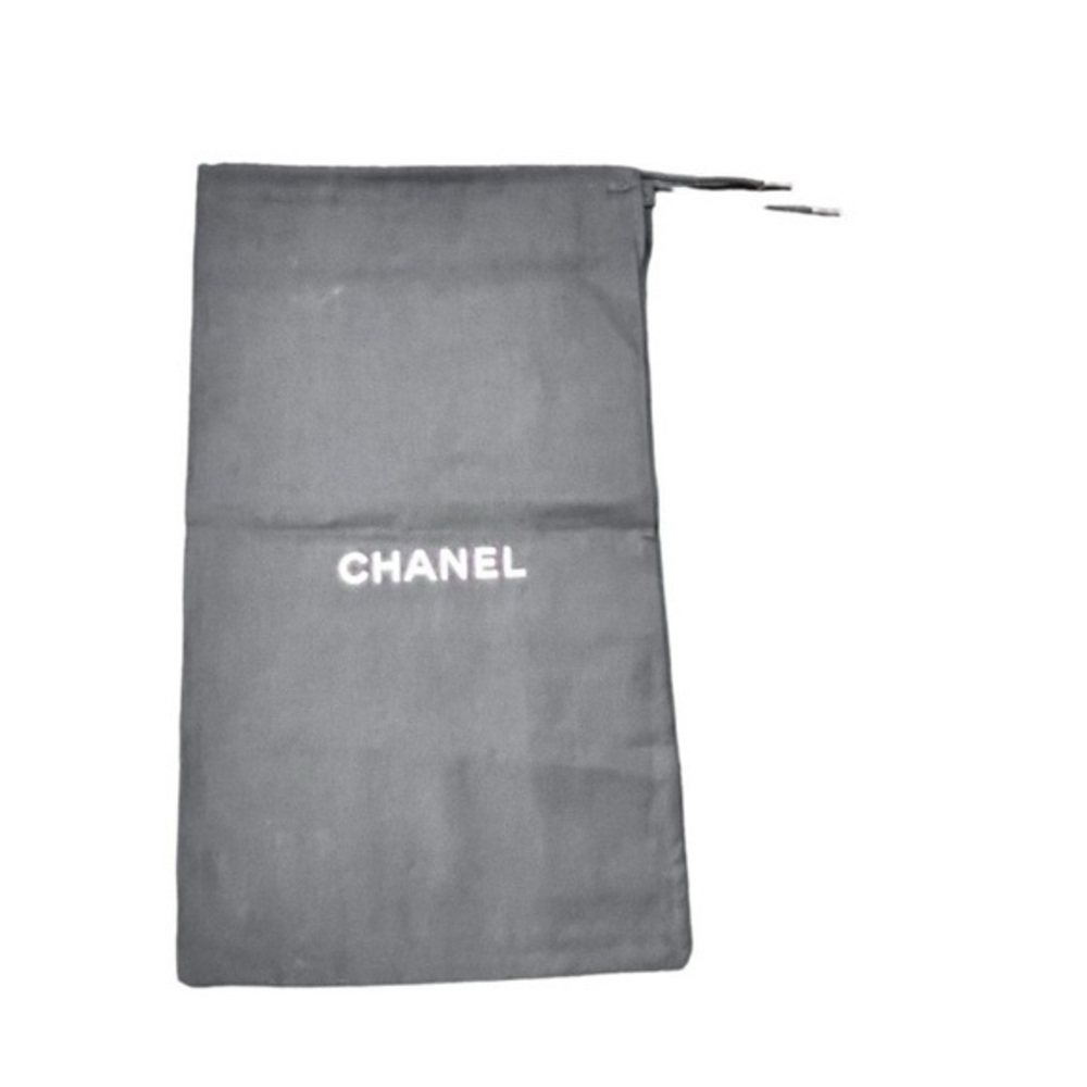Chanel Black w/White Letters Cotton Drawstring Top Dust Cover Bag 7.5"‎ x 13”